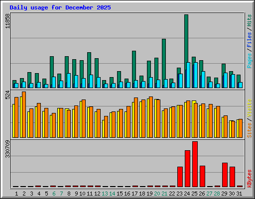 Daily usage for December 2025