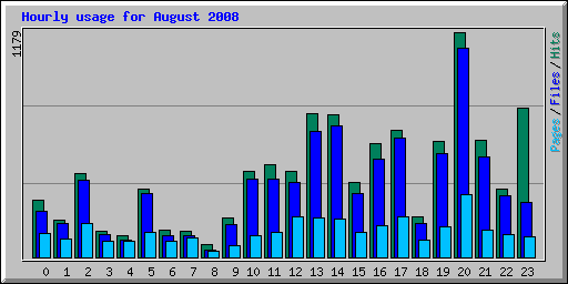 Hourly usage for August 2008